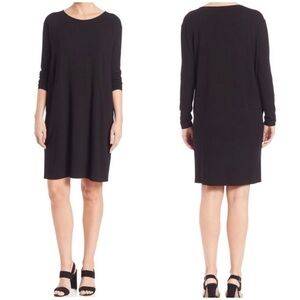 Eileen Fisher Black Long Sleeve Ballet-neck Dress Size M